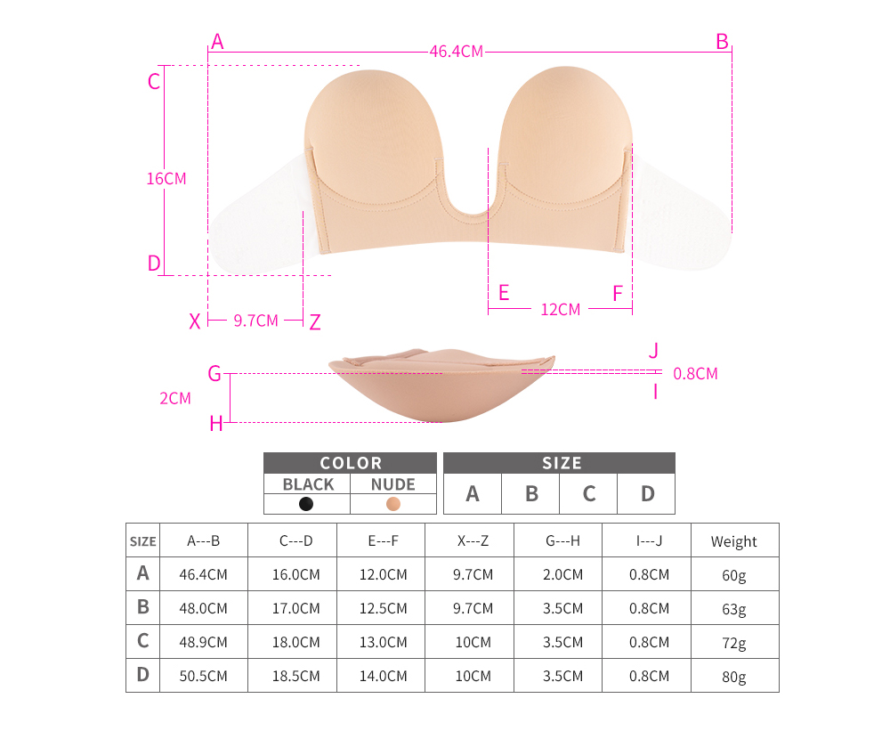 Strapless Sticky Bras for Women Push Up Adhesive Silicone Invisible Bra for Backless Dress with Nipple Covers