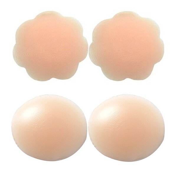  Nipple Covers Lift, Strapless Sticky Push up Reusable Silicone Tape Bra, Invisible Adhesive Bras for Women & Girls Skin Pink, Silicone Cover Bra Pad