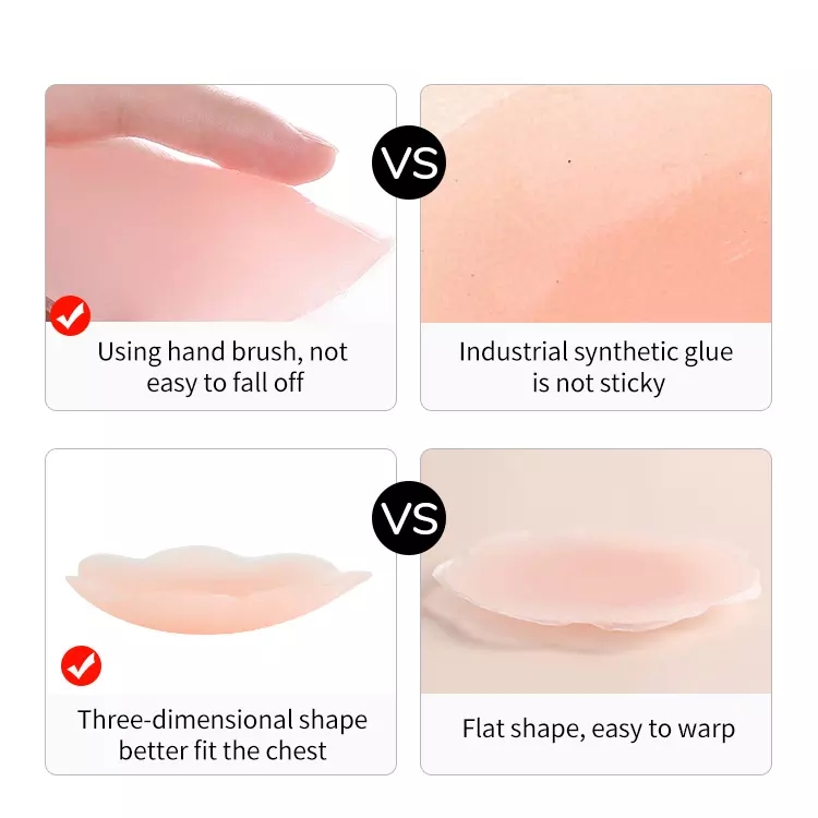  Nipple Covers Lift, Strapless Sticky Push up Reusable Silicone Tape Bra, Invisible Adhesive Bras for Women & Girls Skin Pink, Silicone Cover Bra Pad