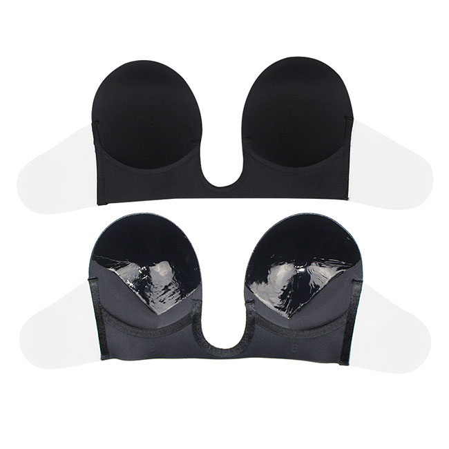 Backless Deep U Push Up Ladies Strapless Adhesive Plus Size Invisible Bra For Women