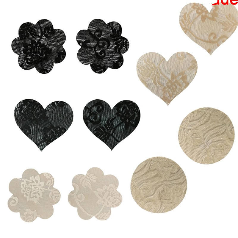Nipples Women's Waterproof Self Adhesive Fabric Lace and Satin Nipple Cover Pasties 