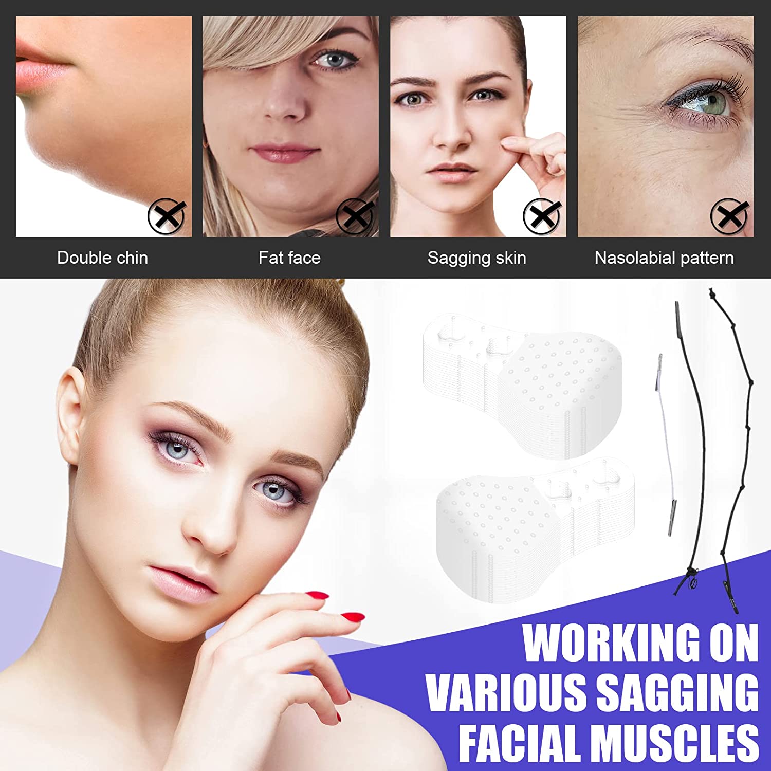 Face Tape Face Lifting Tape, Instant Makeup Face Lift Tools for Hide Facial Wrinkles Double Chin Lifting Saggy Skin
